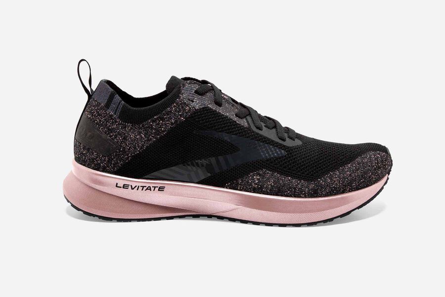 Brooks Running Shoes - Levitate 4 Road Womens - Black/Pink - USN-563429